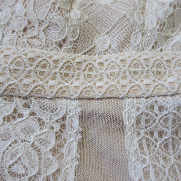 NWT BCBG MaxAzria Andi in Off White Nude Lace Handkerchief Hem Sheer Dress 0 - Picture 6 of 10